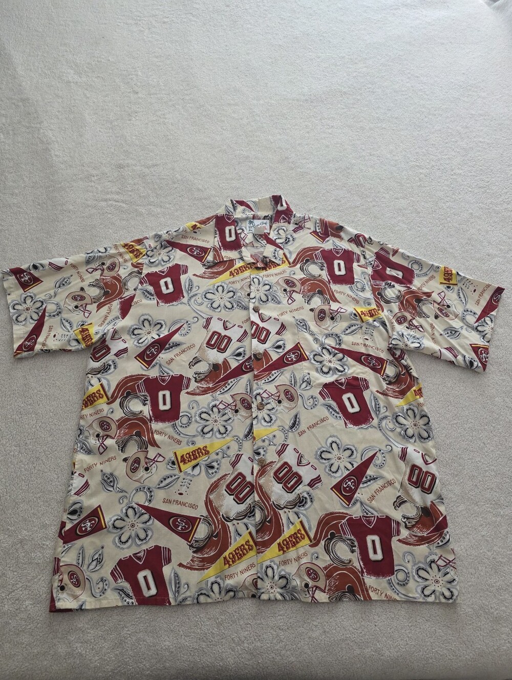 Vintage SF 49ers Sun & Turf Hawaiian Aloha Shirt, Men's XXL, EUC - Multi-Color